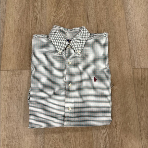 Ralph Lauren Men's Checkered Shirt - Green, Brown, and Off-White - Picture 2 of 7